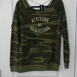 NWT In-Shape Camouflage Attitude of Gratitude Sweatshirt